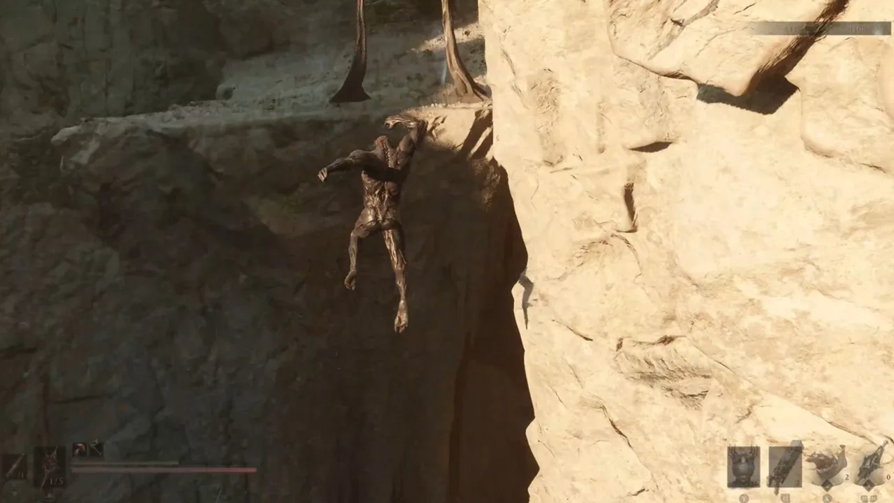 Image showing a Mortal Shell 2 player making use of a Bone Gate to traverse the level