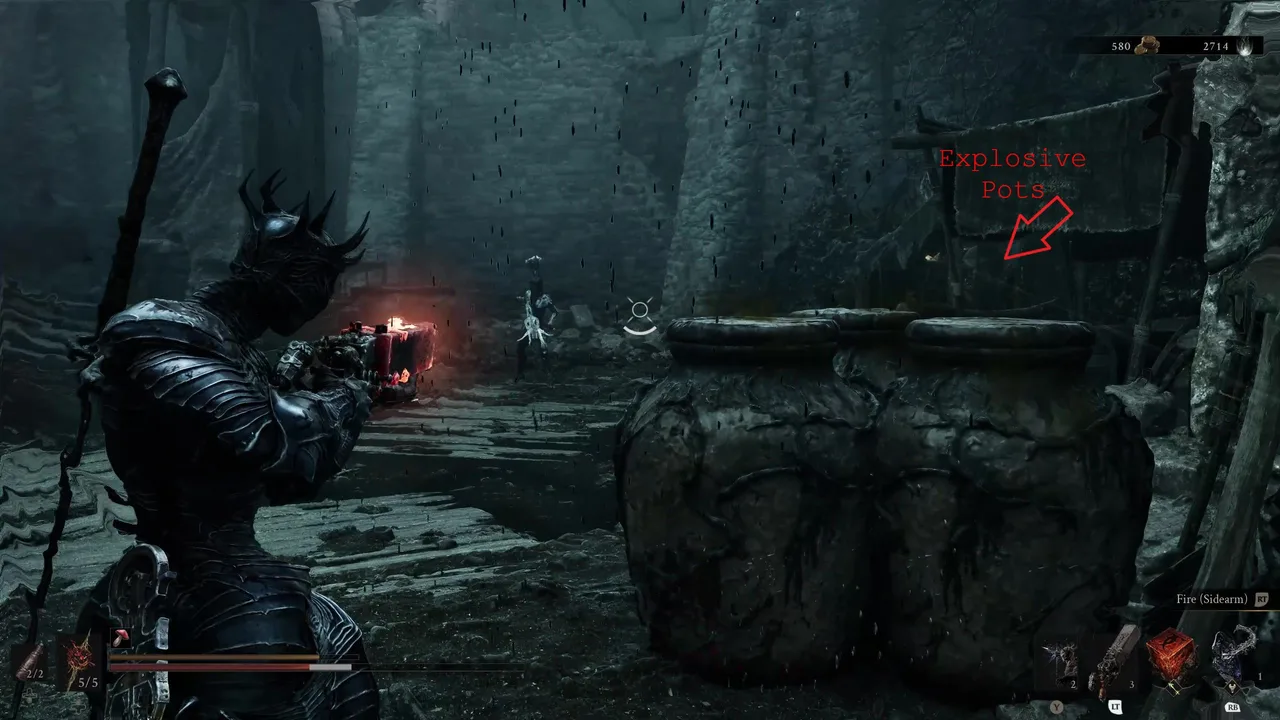 Image showing a Mortal Shell 2 player standing next to explosive jars