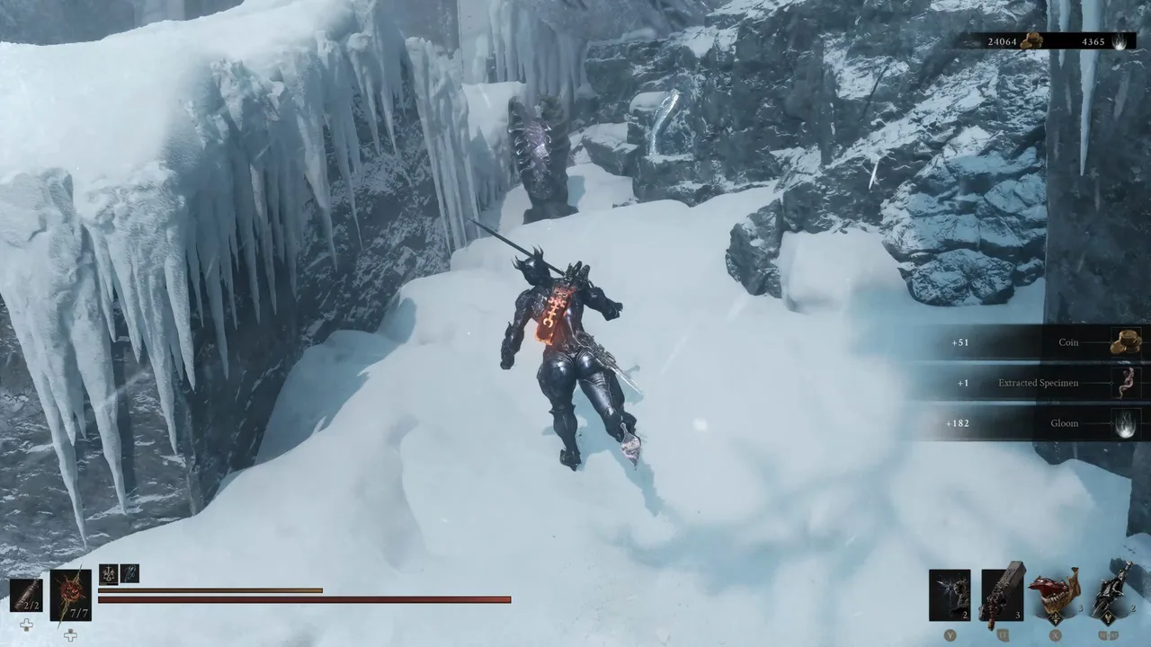 Image showing a Mortal Shell 2 player finding the hidden Dorsalite pointed out on the previous image