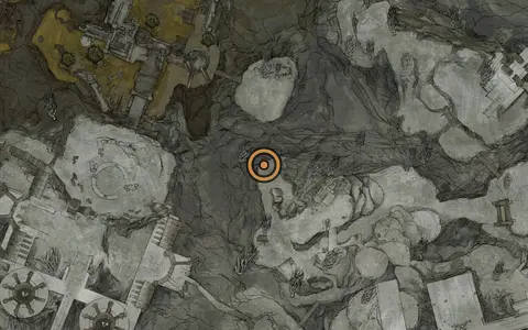 Map crop showing Sitting Stones #22 in the Vestige of Infinity area of Fallgrim