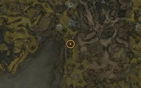 Map crop showing Forgotten Crossbow in the Blackridge Cliffs area of Fallgrim