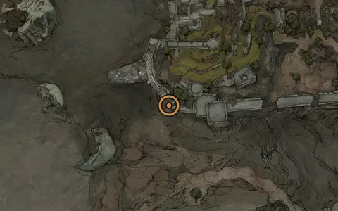 Map crop showing Voltaic Crown in the Ruins of Nochte area of Fallgrim
