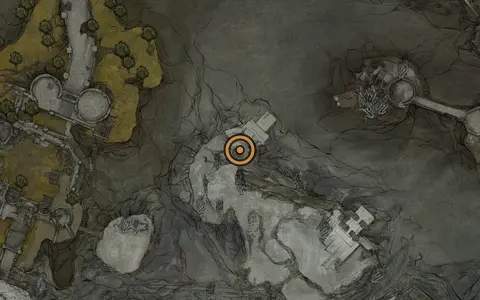 Map crop showing Colossus Stone in the The Silent Steps area of Fallgrim