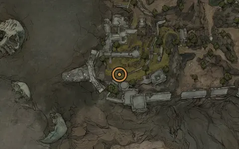 Map crop showing Ravaged Tomb in the Ruins of Nochte area of Fallgrim