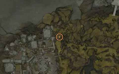 Map crop showing Inflamed Clawstone in the Gloomshade Grove area of Fallgrim