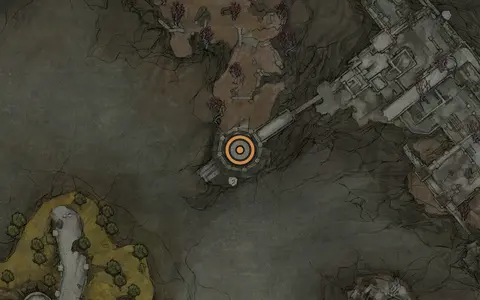 Map crop showing Mammon [1] in the Revenant Graves area of Fallgrim