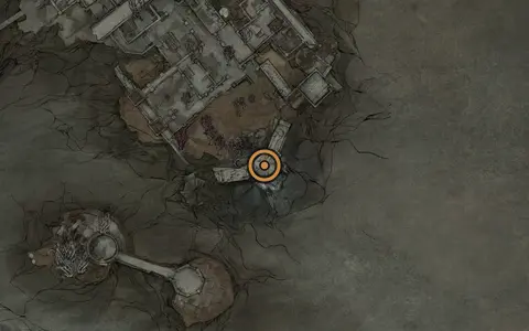 Map crop showing Winterglass Lake in the Conquered Temple area of Fallgrim