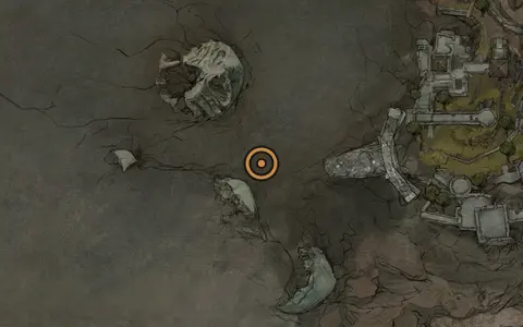 Map crop showing Captive's End in the Prisoners' Domain area of Fallgrim