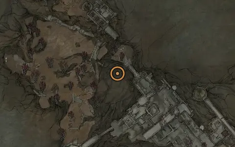 Map crop showing Monarch's Visage in the Revenant Graves area of Fallgrim