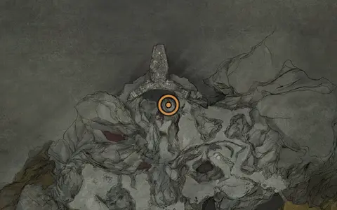Map crop showing Serpent Stone in the Sanguine Caverns area of Fallgrim