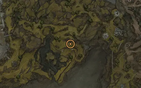 Map crop showing Barrage Stone in the Gloomshade Grove area of Fallgrim