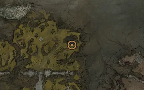 Map crop showing Hag's Pit in the Outskirts of Mammon area of Fallgrim