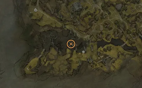 Map crop showing Martyr's Tomb in the Mushroom Village area of Fallgrim