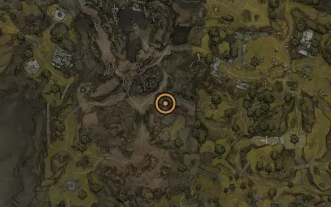 Map crop showing Chest Key in the Blackridge Cliffs area of Fallgrim