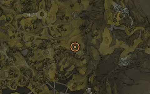 Map crop showing Deserted Mine in the One Legged Wolf Tavern area of Fallgrim