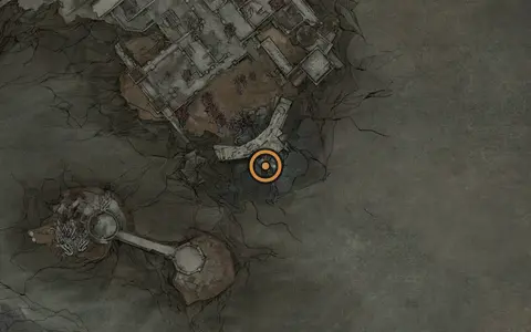 Map crop showing Fusillade Stone in the Conquered Temple area of Fallgrim