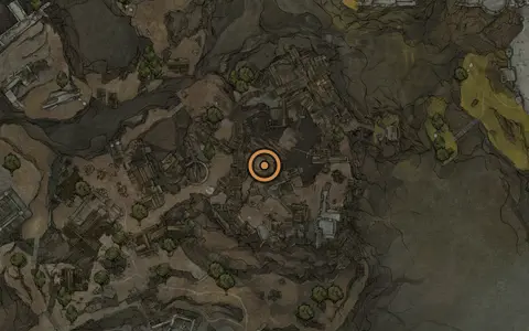 Map crop showing Obsidianite Mines in the Deserted Slums area of Fallgrim