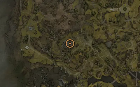 Map crop showing Shrine of Trials in the Blackridge Hamlet area of Fallgrim