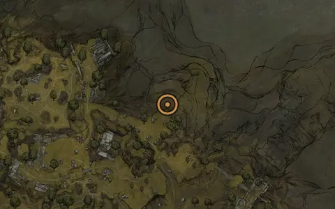 Map crop showing Justiciar's Stone in the Blackridge Cliffs area of Fallgrim