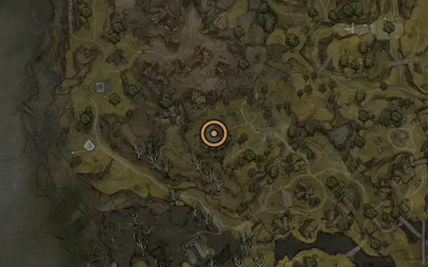 Map crop showing Deadman's Stone in the Blackridge Hamlet area of Fallgrim