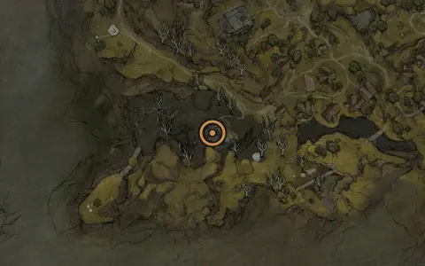 Map crop showing Obsidian Lathe in the Mushroom Village area of Fallgrim