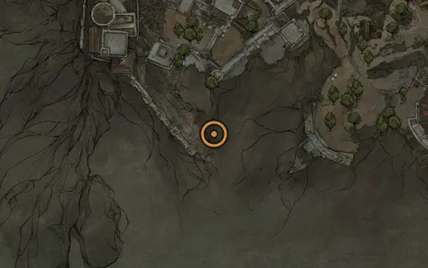 Map crop showing Hexapod's Burrow in the Withered Shoals area of Fallgrim