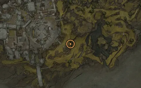 Map crop showing Sitting Stones #10 in the Gloomshade Grove area of Fallgrim