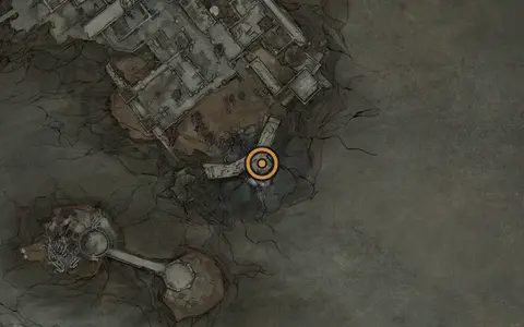 Map crop showing Pilfered Crypt in the Conquered Temple area of Fallgrim