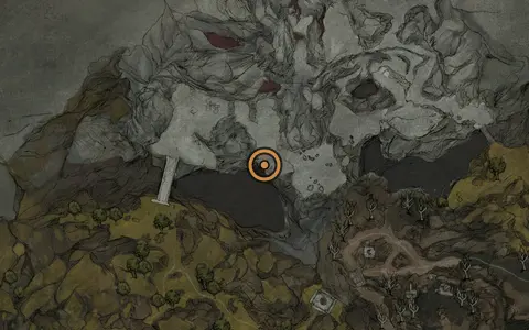 Map crop showing Sitting Stones #6 in the Sanguine Caverns area of Fallgrim