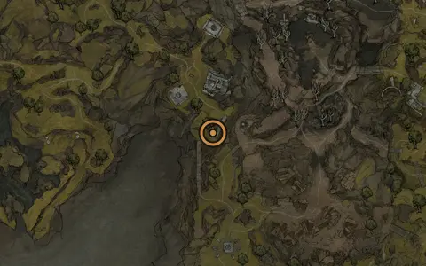 Map crop showing Damp Key in the Blackridge Cliffs area of Fallgrim