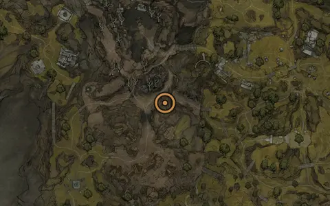 Map crop showing Hideout Cage Key in the Blackridge Cliffs area of Fallgrim