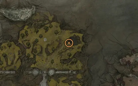 Map crop showing Enfeebling Stone in the Outskirts of Mammon area of Fallgrim