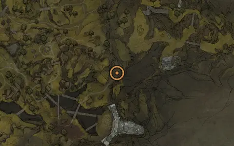 Map crop showing Marksman's Stone in the One Legged Wolf Tavern area of Fallgrim