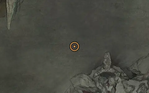 Map crop showing Deadeye Stone in the Sanguine Caverns area of Fallgrim