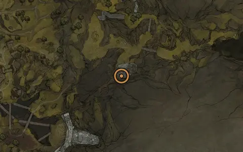 Map crop showing Hand of Rock in the One Legged Wolf Tavern area of Fallgrim