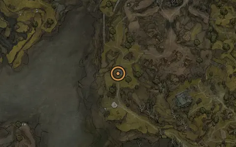 Map crop showing Retribution Stone in the Widow's Overlook area of Fallgrim
