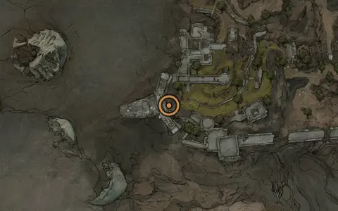 Map crop showing Prisoner's Domain in the Ruins of Nochte area of Fallgrim