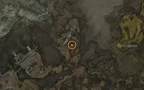 Map crop showing Accursed Stone in the Deserted Slums area of Fallgrim
