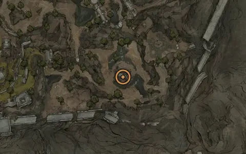 Map crop showing Waterfall Camp in the Prophet's Rest area of Fallgrim