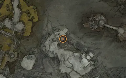Map crop showing Sitting Stones #24 in the The Silent Steps area of Fallgrim