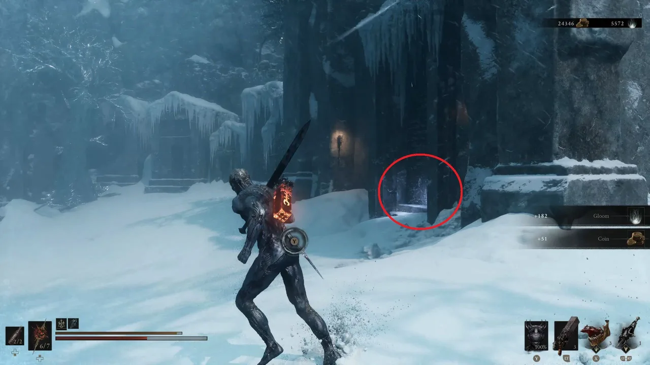 Image showing a Mortal Shell 2 player walking by a Martyr's Ash item