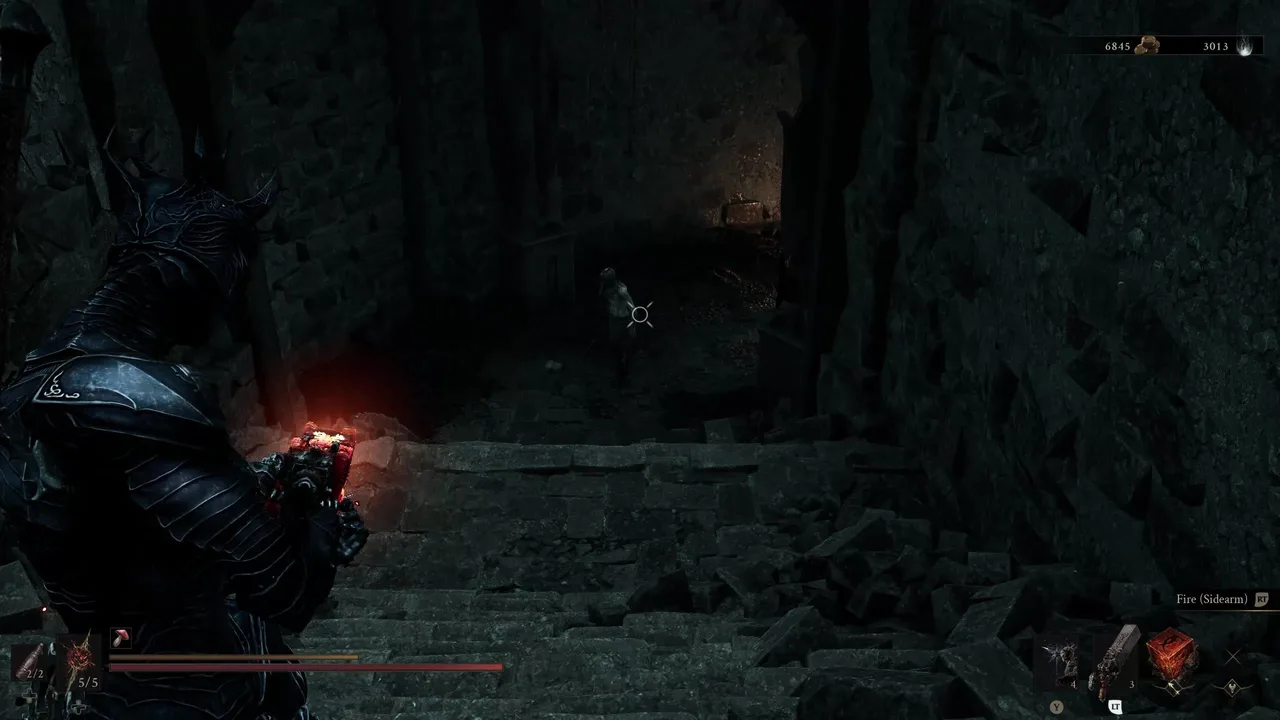 Image showing a Mortal Shell 2 player entering the Prisoner's Domain region and facing off against a Deprived enemy