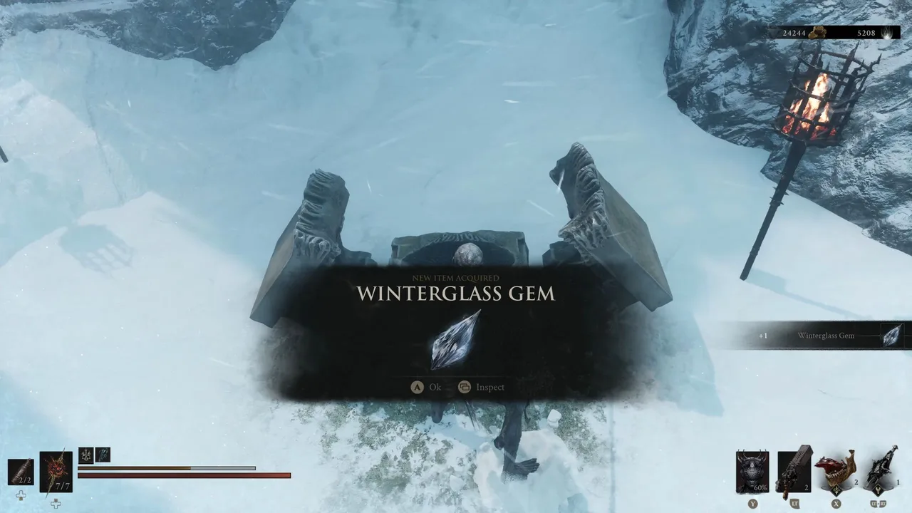 Image showing the Winterglass Gem item when found in a chest
